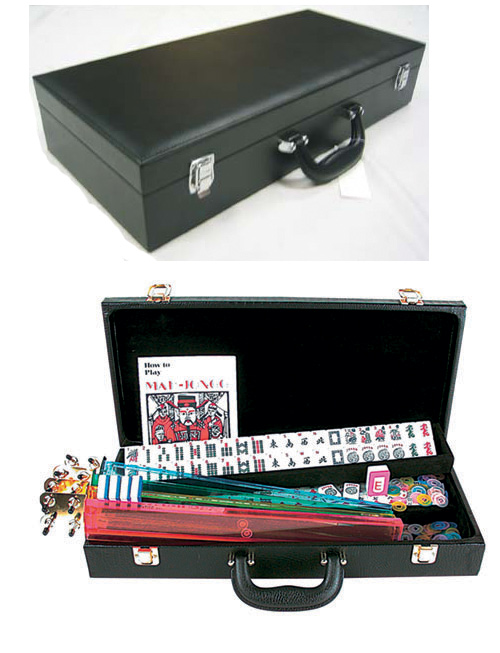 Delux Black Leatherette Attache Case Western Mah Jong Game