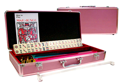 Pink Mah Jong Game Set In Aluminum Case.