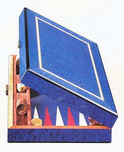 Blue Burl Italian Lockable Backgammon Set