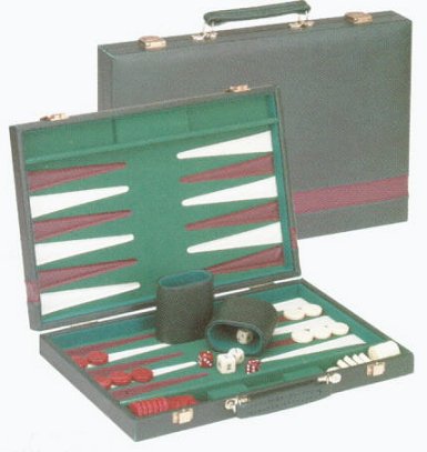 Medium Size Green & Burgundy Classic Backgammon Set