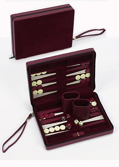 Compact Size, Maroon  Zipper Backgammon Set