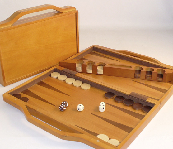 Travel Size Walnut Wood Backgammon Set