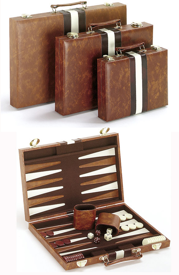 Brown & White Design Backgammon Set.