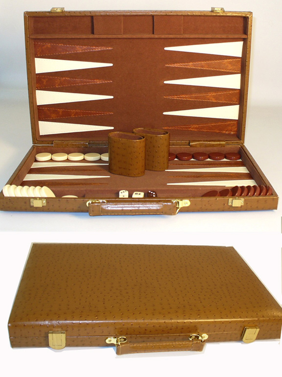 Premium, Tan Peacock Vinyl Backgammon Set