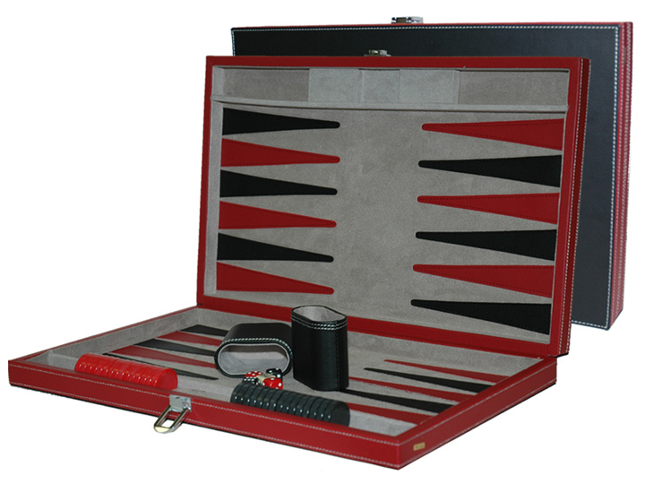 Black & Red Leatherette Backgammon Set