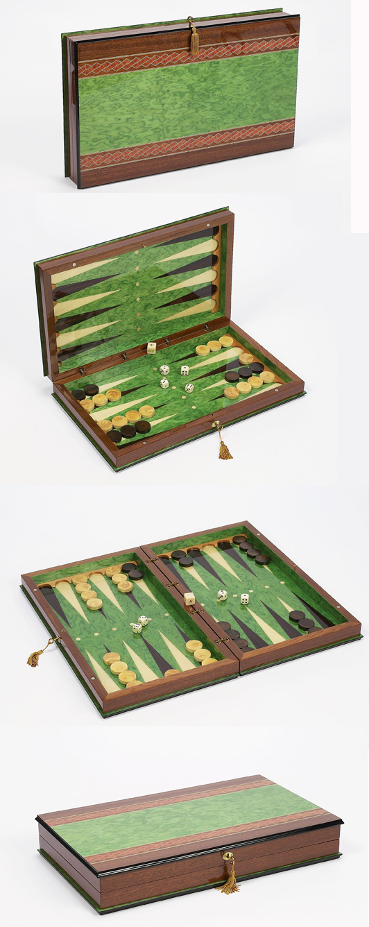 Green Sorrento Backgammon Set.