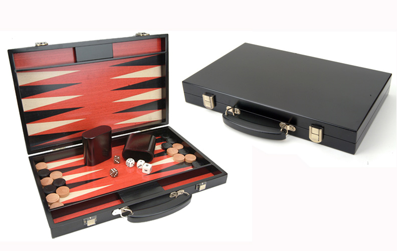 15� Black Wood Backgammon Set