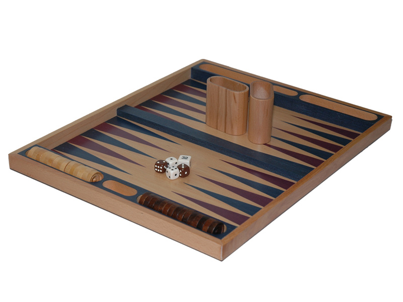 19 Non Folding, Beech Wood Backgammon Set