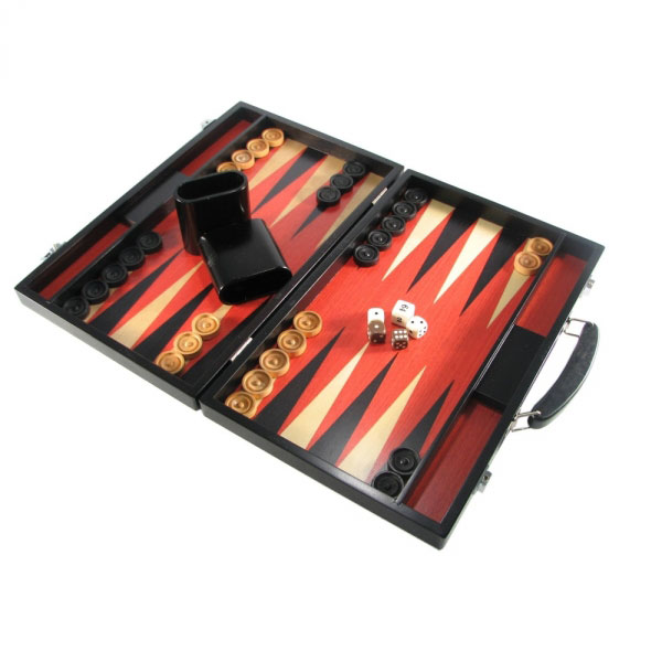 Black and Red Wood Backgammon Set