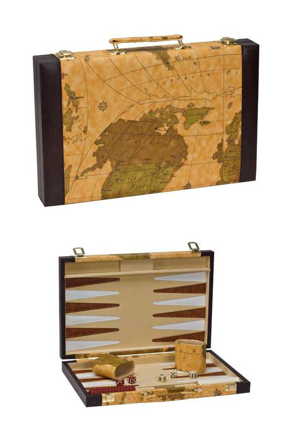 Deluxe Map  Brown Backgammon Set