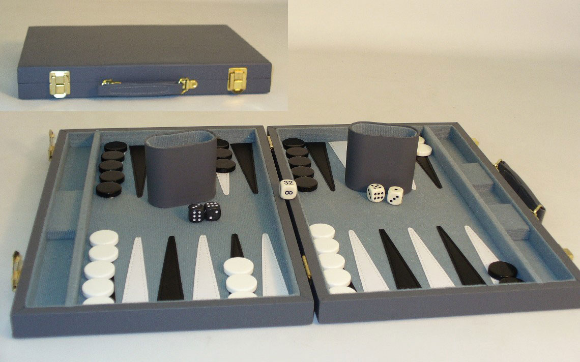 Grey Vinyl Backgammon Attache