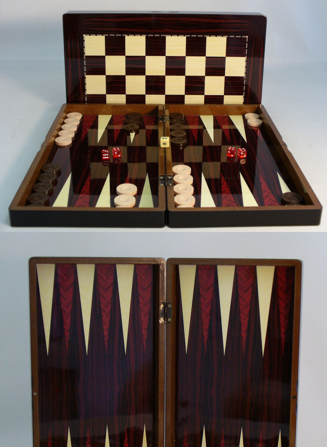 Decoupage Wood Backgammon Combination Chess Board