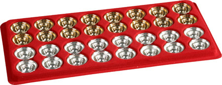 24kt. Gold & Silver Finished Metal Italian Backgammon Checkers.