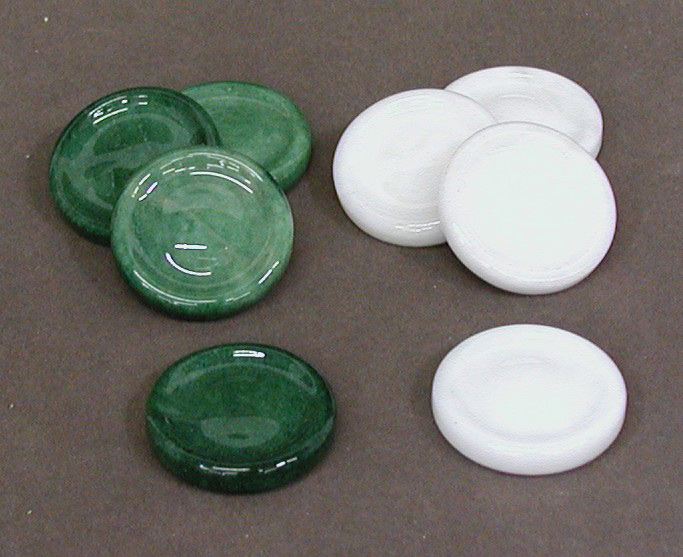 Italian Green & White Alabaster Backgammon Checkers.