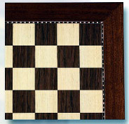 Sycamore & Walnut Chess Board With Inlaid Border Design.