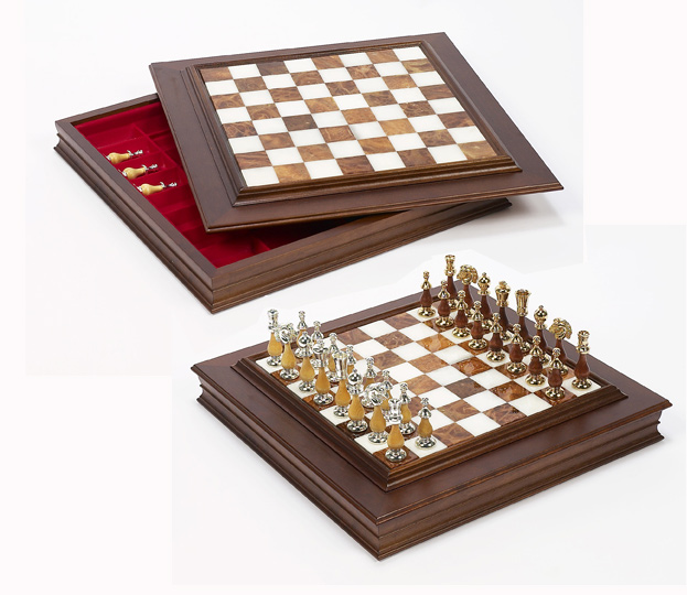 Italian Alabaster Wood Chess Board.