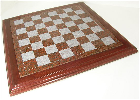 Granite Ruby Red Chessboard With Cherry Wood Frame