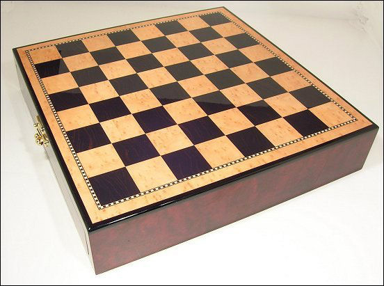 High Gloss Wood Chess Board With Storage Compartment