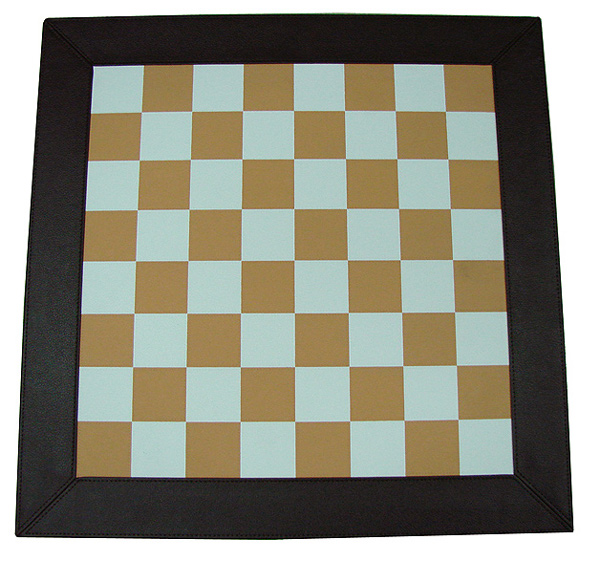 18 Leatherette Chessboard with Frame- Brown & White. 