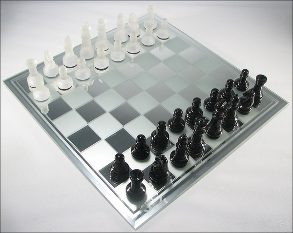 Mirrored Glass Chess Board with Smoked Squares
