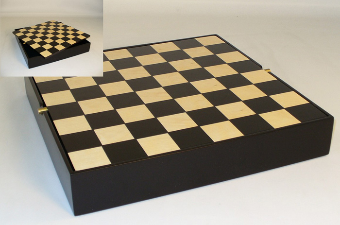 Black Maple Veneer Chest Chessboard With Wood Diveders for Men Under Board