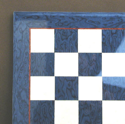 Blue Briar & Ivory Glossy Chessboard With Stripe Frame Design.