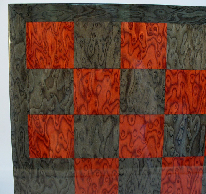 Grey & Red Briar Glossy Chessboard.