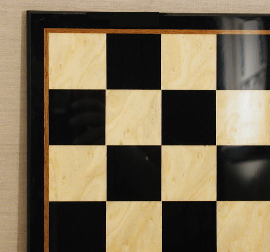 Glossy Black & Madrona Burl Chessboard