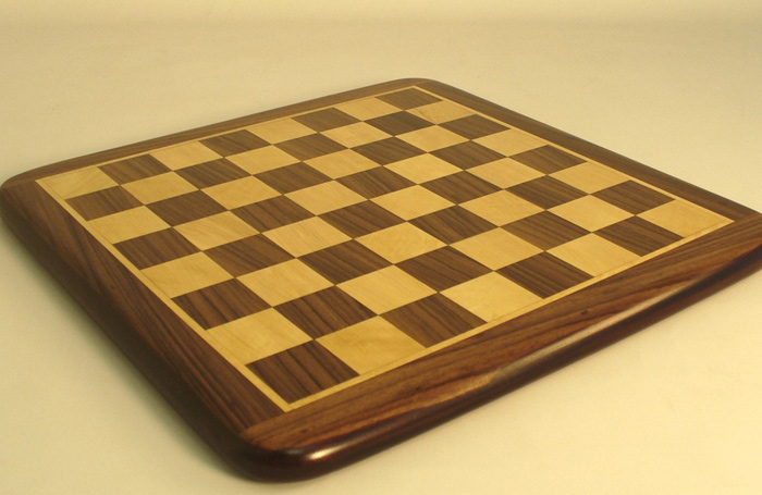 Rosewood & Maple Chessboard With Rounded Corners 