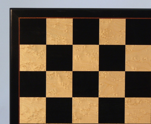 Black & Birdseye Maple Veneer Chess Board with Thin Frame