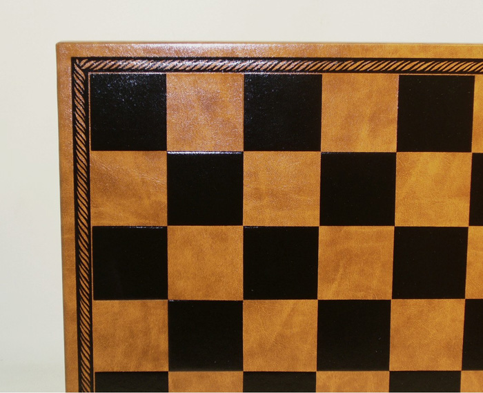 Pressed Leather Chessboard - Black & Tan