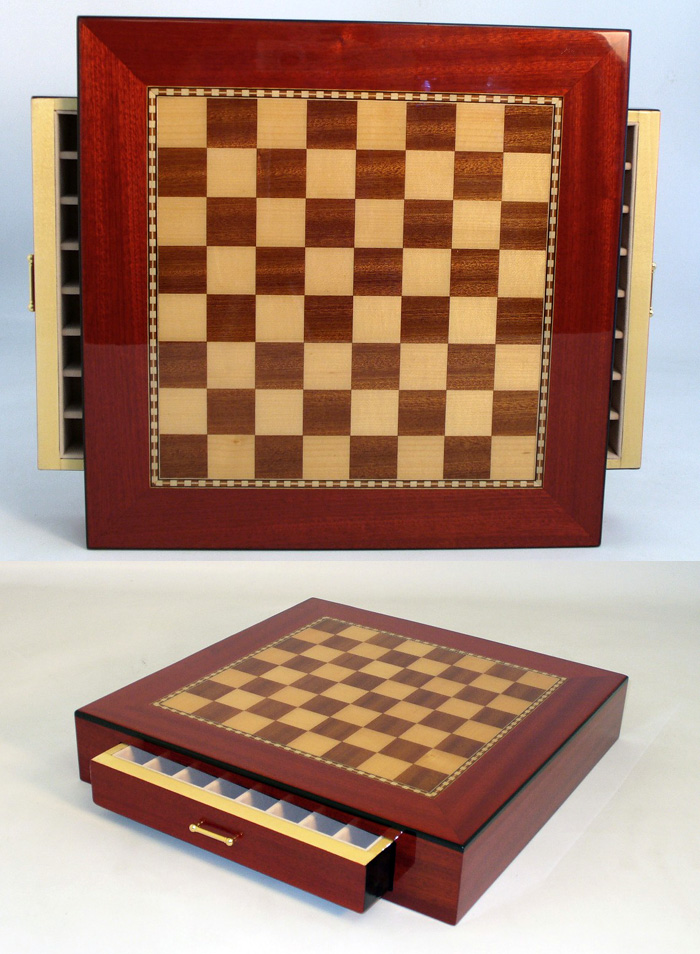 Inlaid Rosewood Square Chest Chess Board.