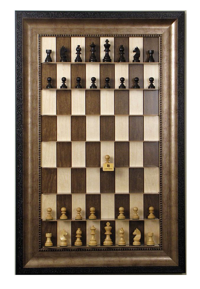 Vertical Wall Mounted Light Maple Chess Board with Decorative Frame