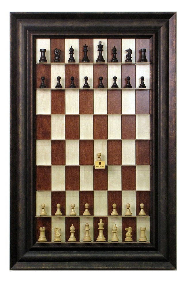 Red Maple Straight Up Wall Hanging Chess Board with Decorative Frame.