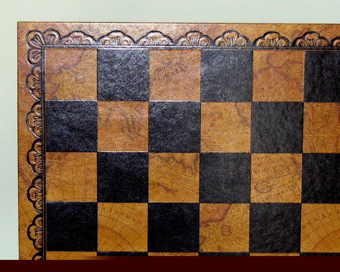 Pressed Leather Map Chess Board
