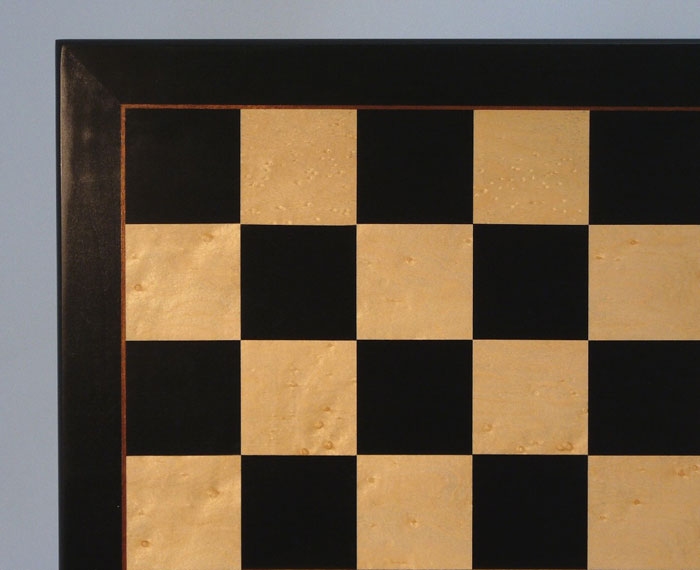 Black and Birdseye Maple Veneer Chessboard with Matte Finish
