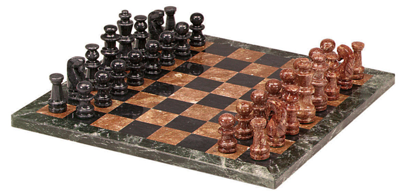 Crimson & Black Solid Brazilian Marble Chess Set