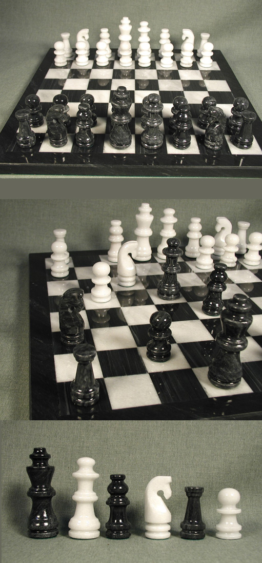 White & Black Marble Chess Set 