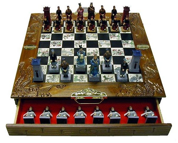 Asian Kingdoms Hand Painted Chinese Chess Set.