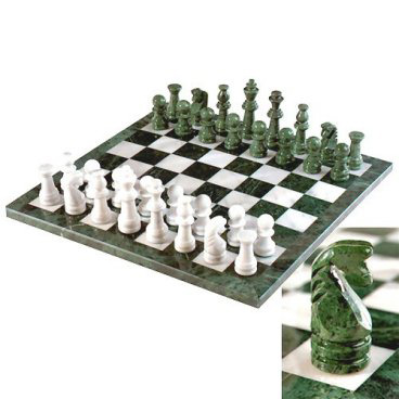 European Green & White Marble Chess Set