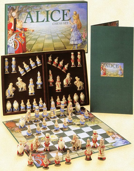 Alice in Wonderland Hand Decorated Chess Set