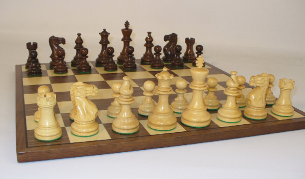 Walnut & Maple Chess Board With Sheesham Staunton Chessmen