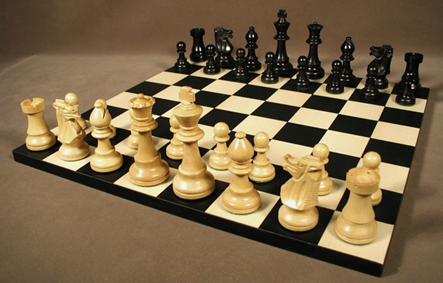  Black Stained  French Style Chess Set 