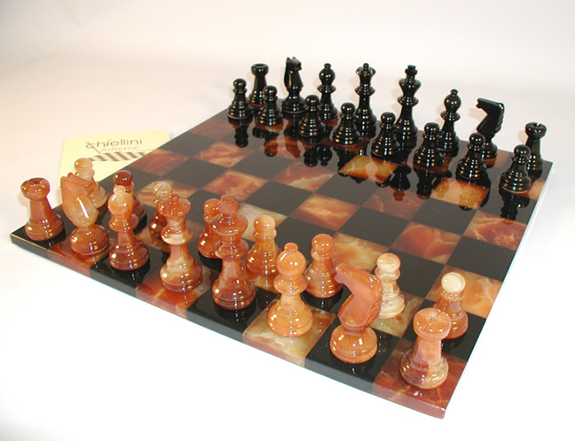 Brown & Black Alabaster Chess Set 