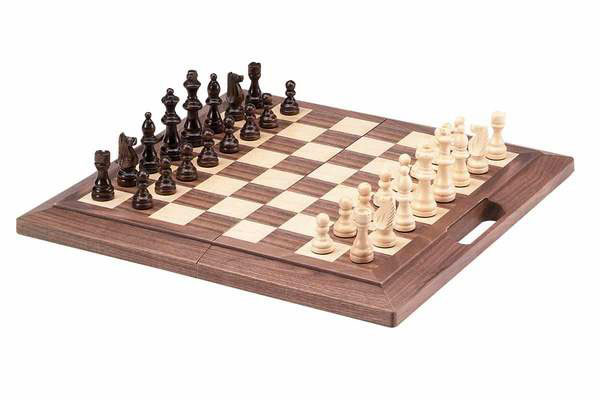 Walnut Portable Chess Combination Set With Handle