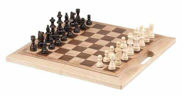 Portable Oak Wood Chess Combination Set With Handle