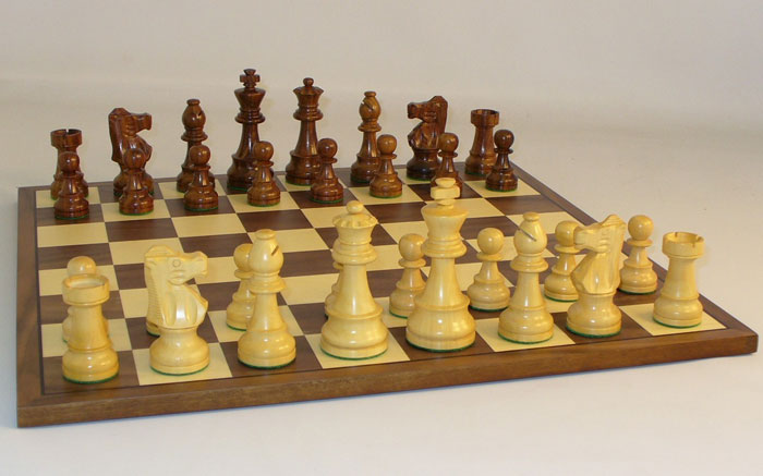 Shesham/ Boxwood Chessmen on Walnut/ Maple board