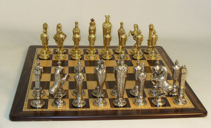 Renaissance Set on Ebony and Birds Eye Maple Chess Board