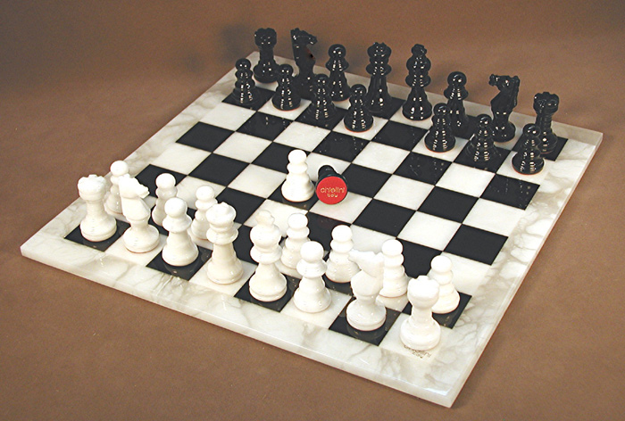 White & Black Alabaster Chess Set.