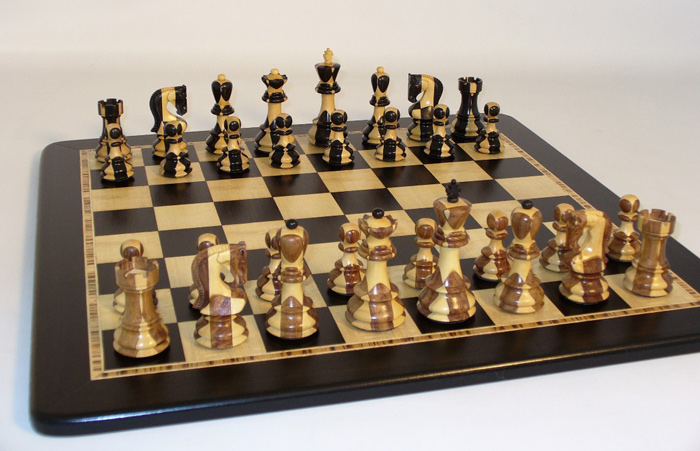 Coco Sheesham Triple Weighted Chess Set with Leather Base